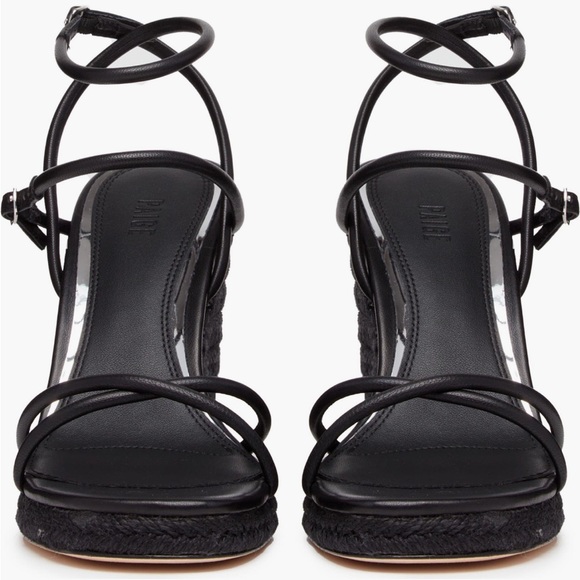 PAIGE Kerri ankle strap platform Black Strappy Wedge Sandals $299 - Picture 4 of 5